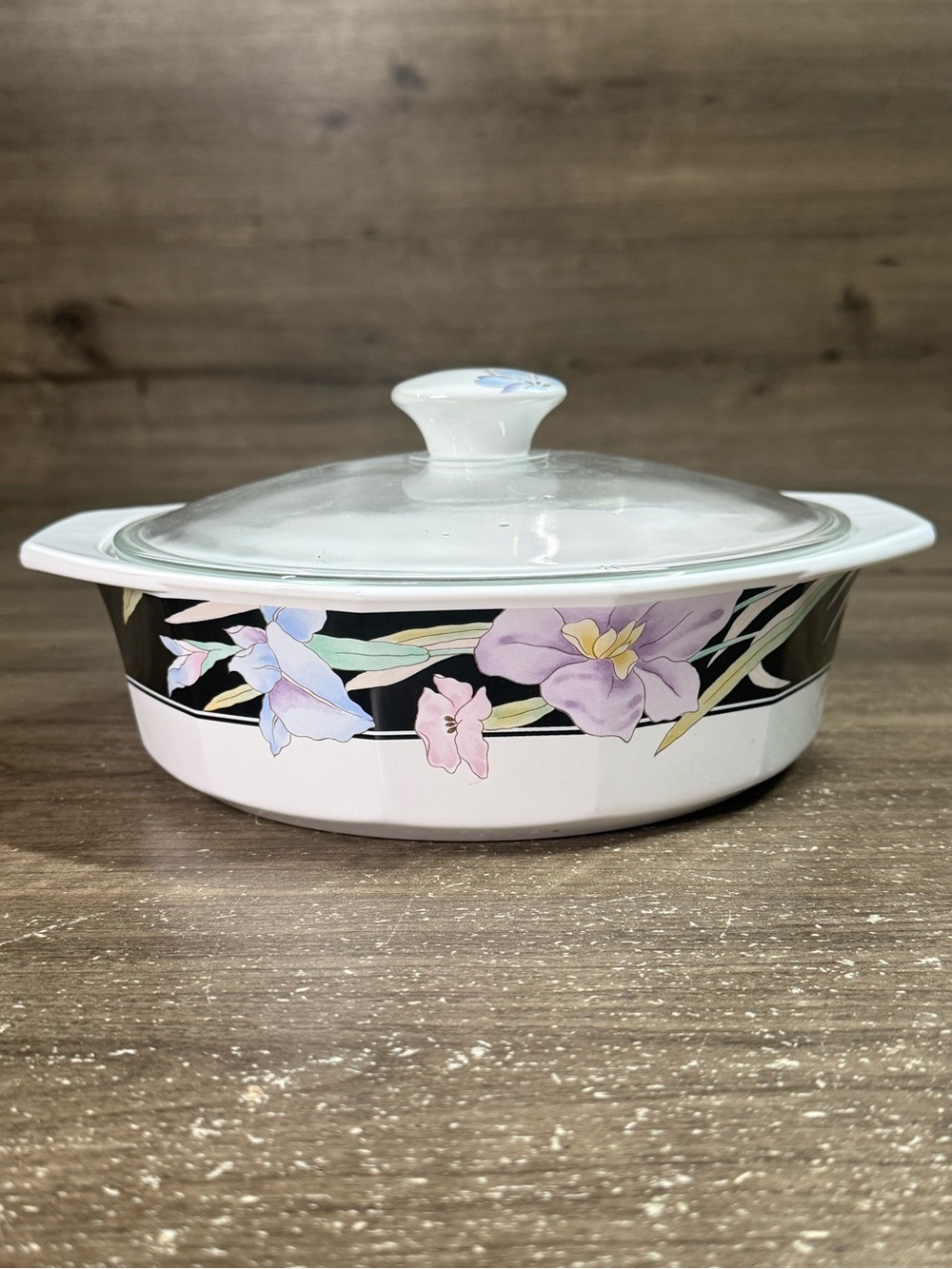 Mikasa Fire & Ice Charisma Black AA004 Covered Casserole Dish Glass Lid Japan